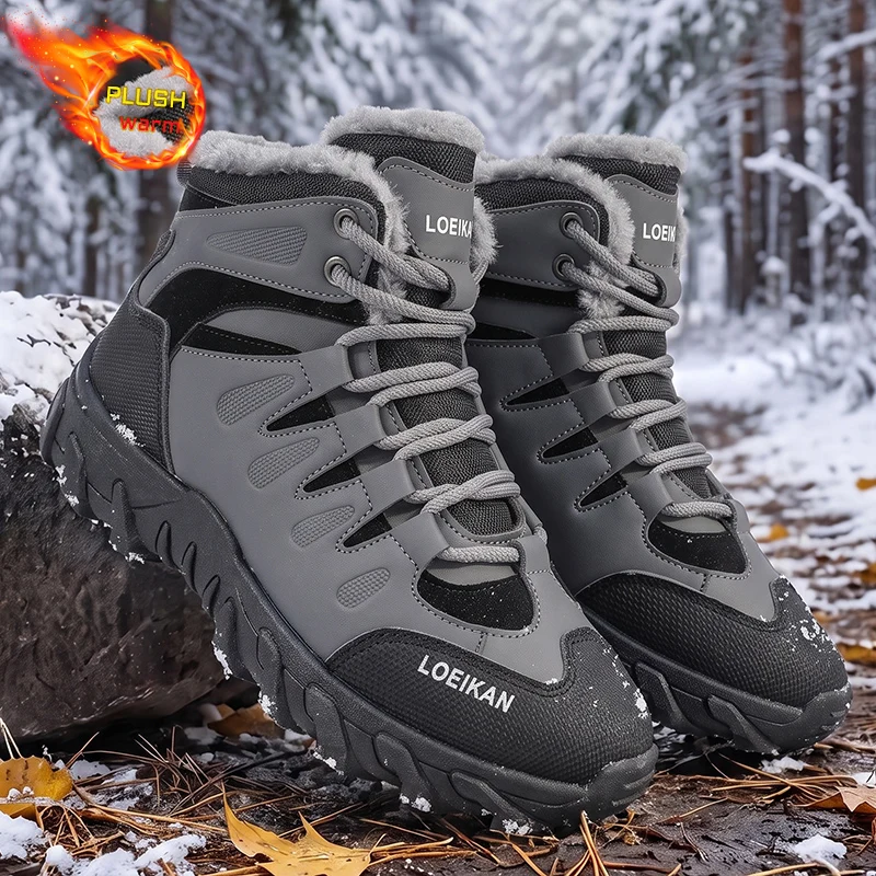 Waterproof Winter Boot - Men Winter Snow Boots Plush Lined