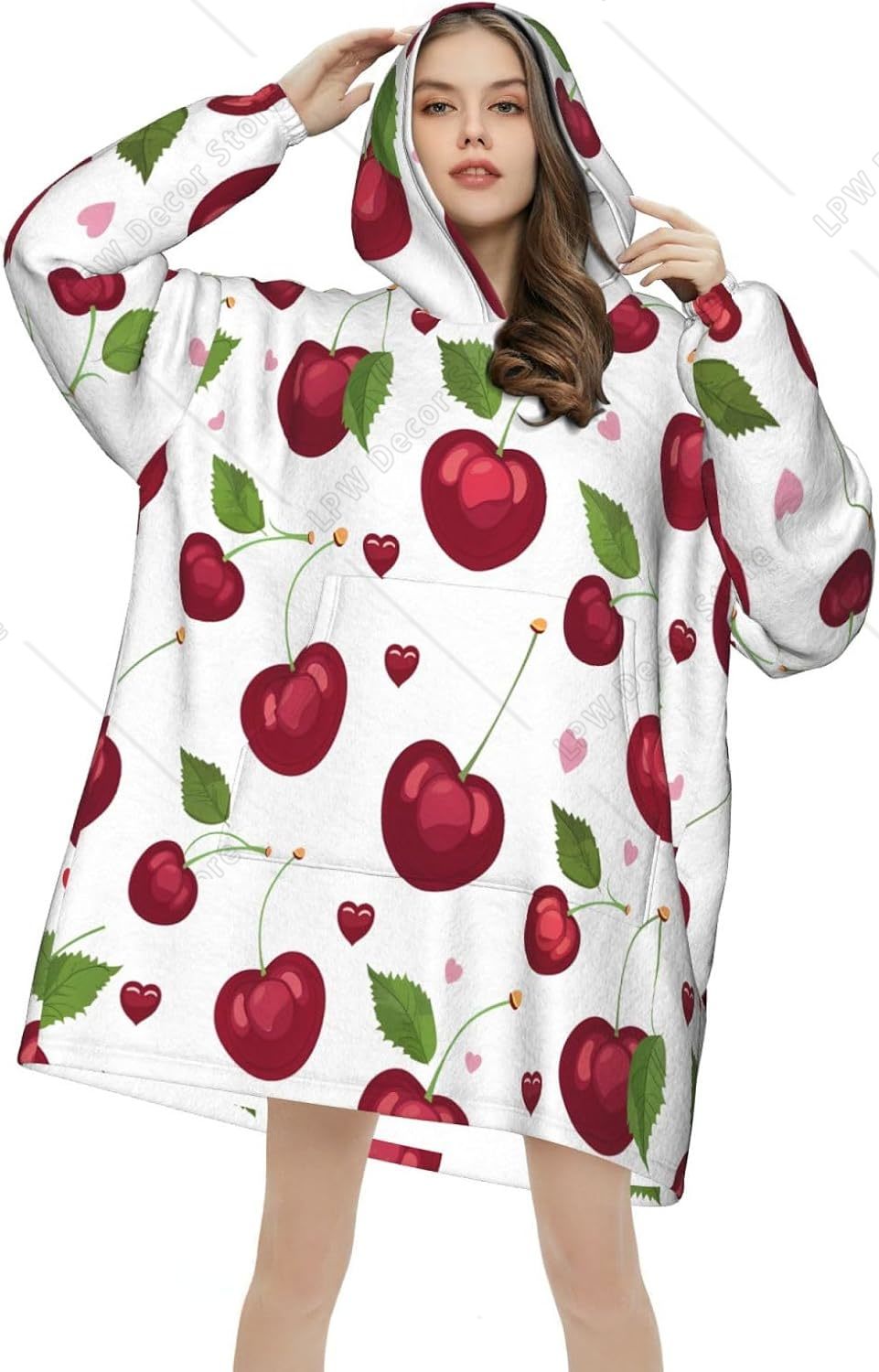 Summer Cherry Fruit Pattern We - Sherpa Hoodie Fleece review and price
