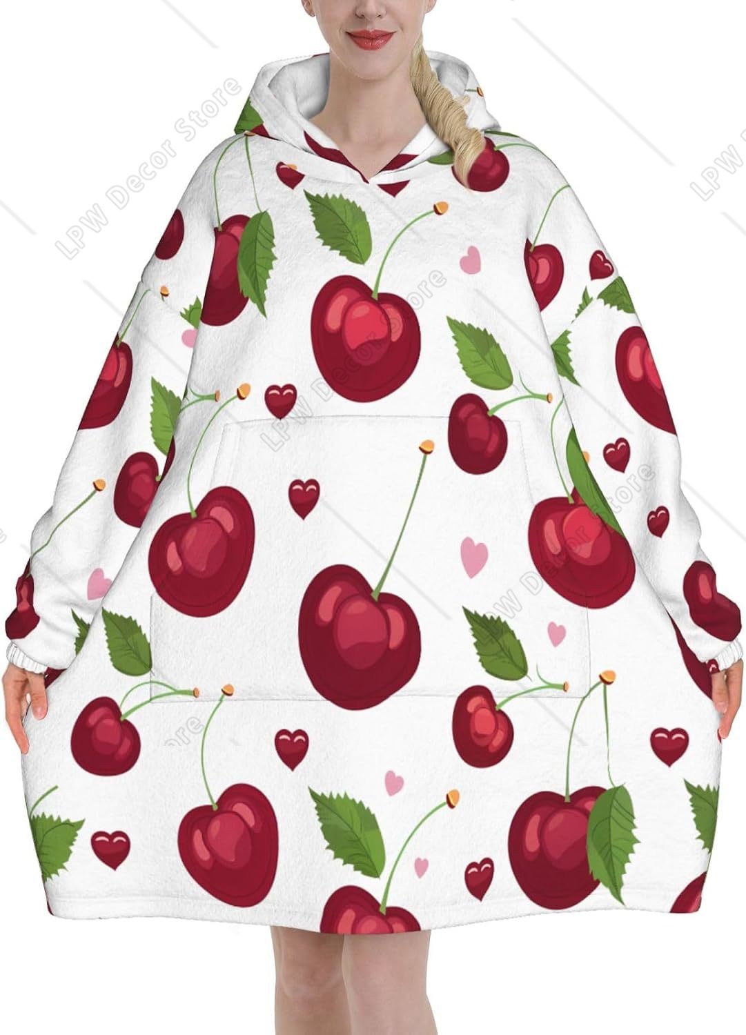 Summer Cherry Fruit Pattern We - Sherpa Hoodie Fleece review and price