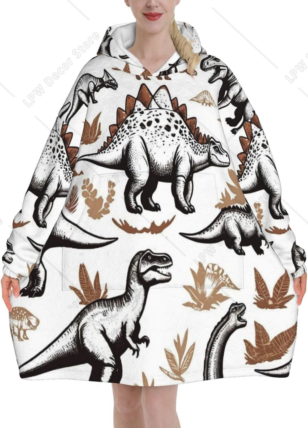 Animal Dinosaurs Wearable Blan - Sherpa Hoodie Fleece review and price