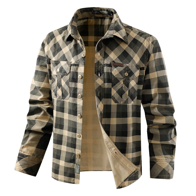 Men Plaid Casual Shirts Male M - Flannel Shirt Lined review and price
