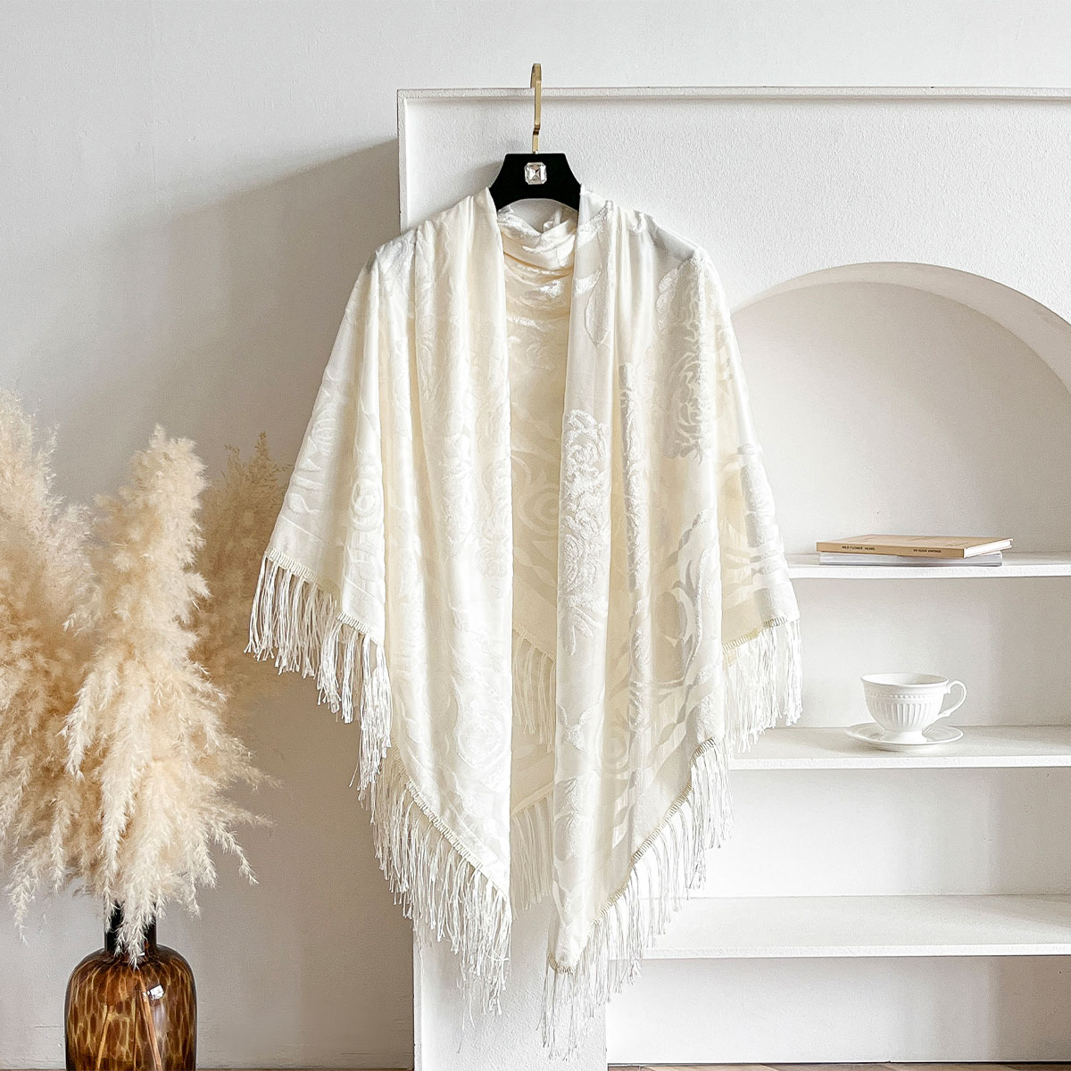 Retro Velvet Tassel Scarf Flor - Shawl Wrap Winter review and price